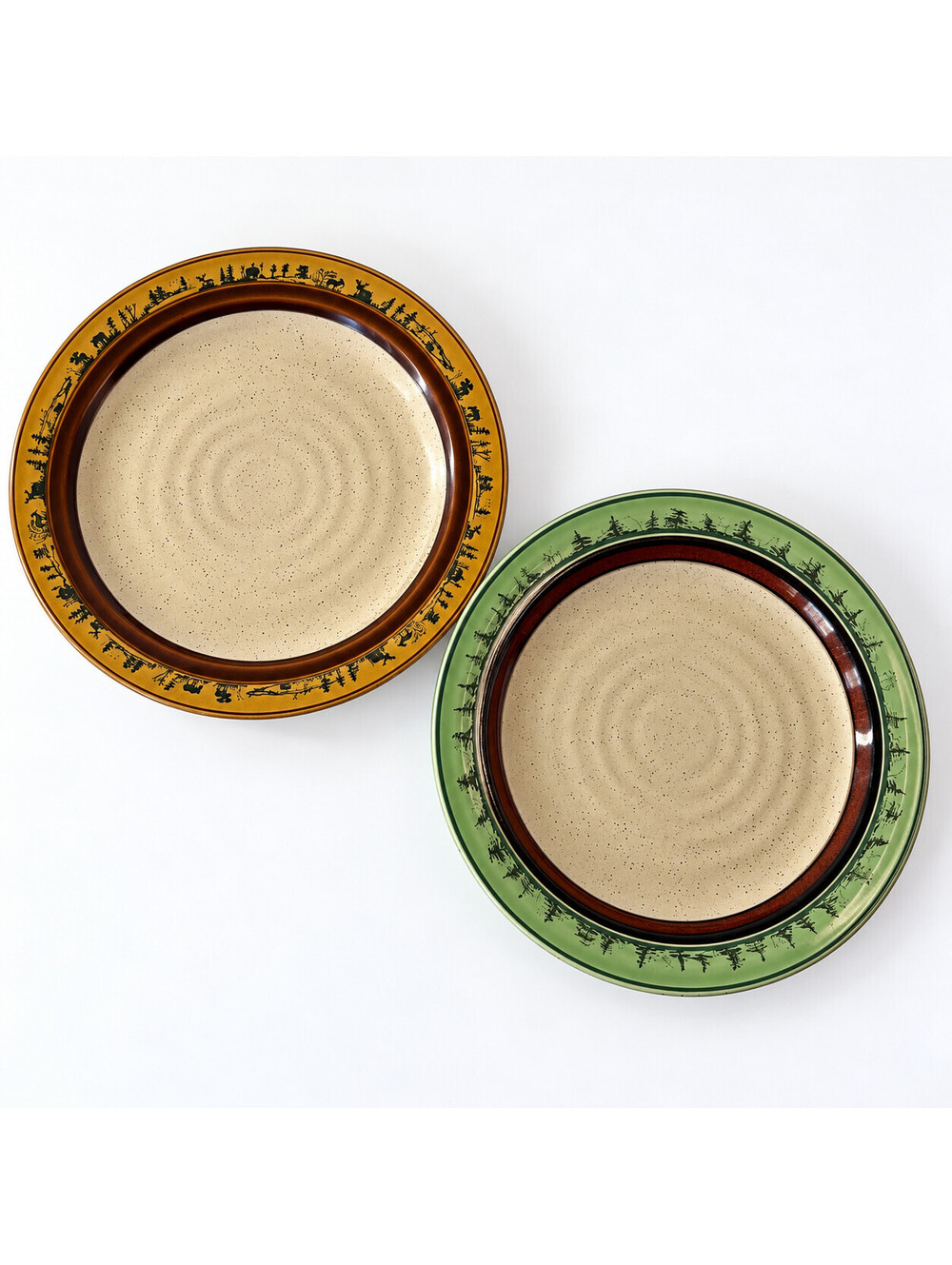 Earthart Artables Debra Durrer Pottery Set 2 Dinner Plates Woodland Cabin Decor